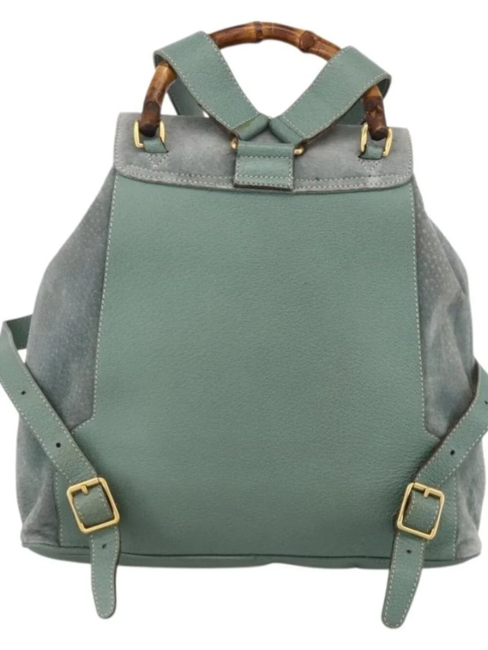 GUCCI Bamboo Backpack Suede Green Gold 003 2058 0016 Auth YKZ1452
